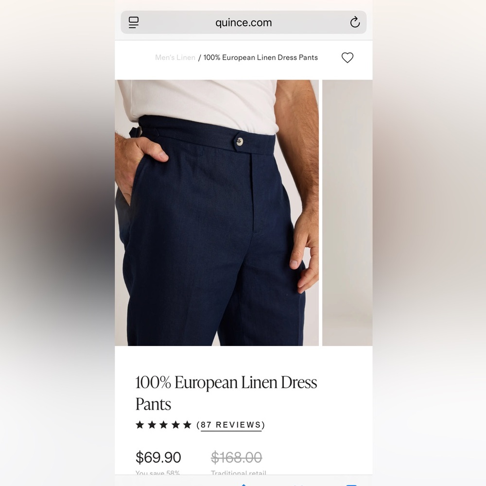 Quince Linen Men's Navy Dress Pants